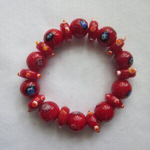 Red Glass Beaded Bracelet